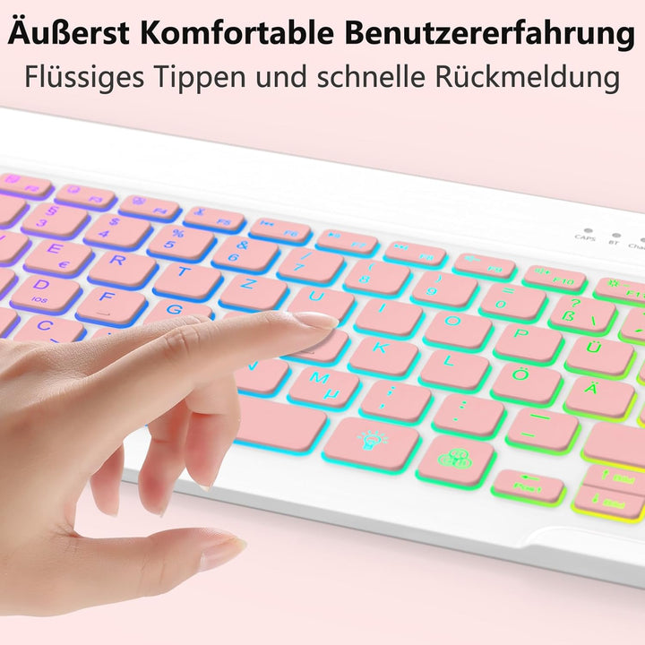 Bluetooth Tastatur – Kompatibel mit iOS, Android & Windows, für iPhone, iPad, Samsung & Co. | iPad T