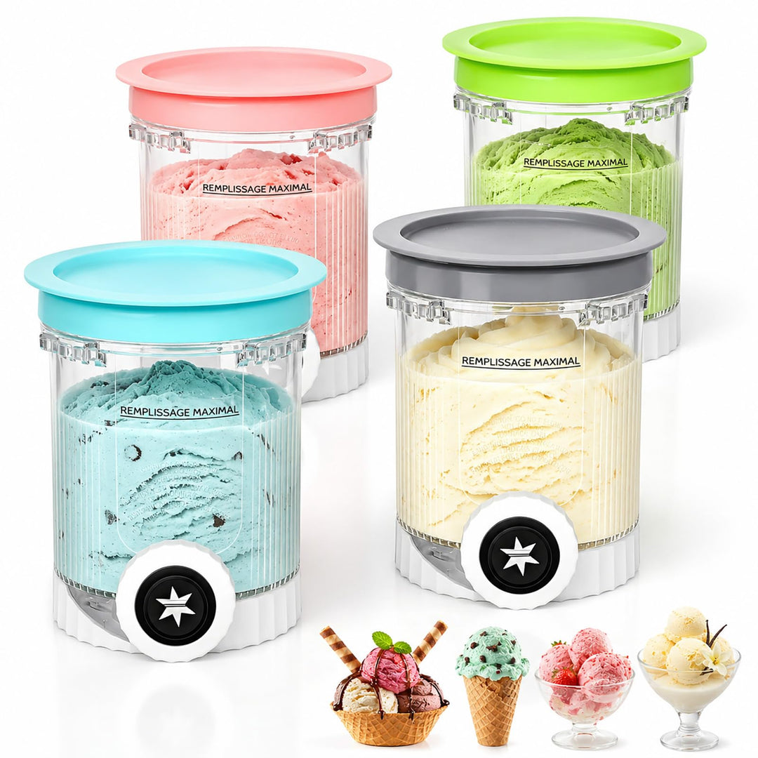 4er Set Behälter für Ninja Creami Swirl NC700 NC701EU, 480 ml Eisbehälter Ersatzbehälter mit farbige