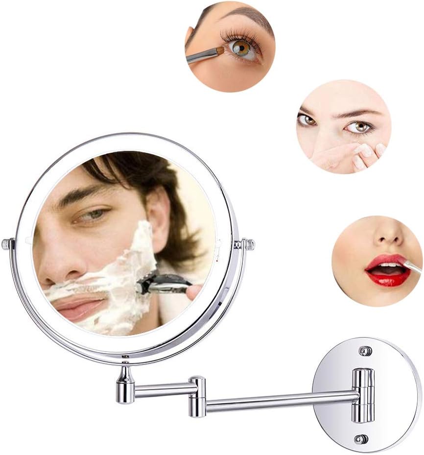 Loywe Beleuchtet Kosmetikspiegel 7-Fach mit Beleuchtung LED Wandmontage Touchscreen für Badezimmer,