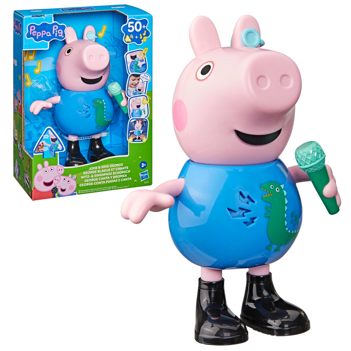 Peppa Pig Witz- und Singspass Schorsch, 20 cm grosse Figur, musikalisches Spielzeug mit mehr als 50
