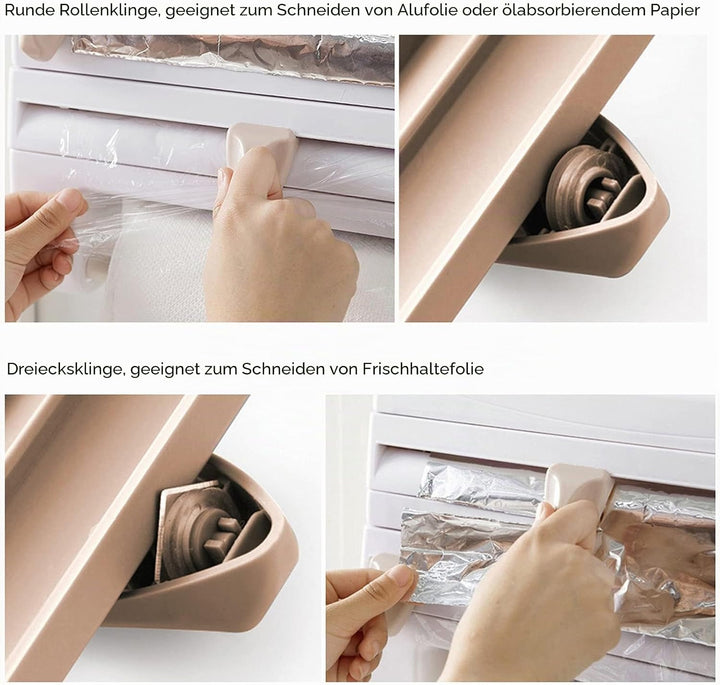 Wandrollenhalter, 3-Fach Schneidabroller, Papierrollenhalter Mit Scharfen Klingen Folienschneider Mi