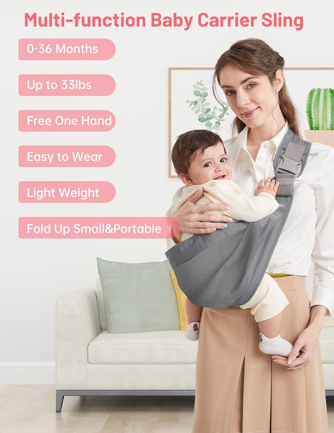 Tragetuch Baby, Mumgaroo Babytrage Neugeborene ab Geburt, On the Go Multifunktionale, für Babys von