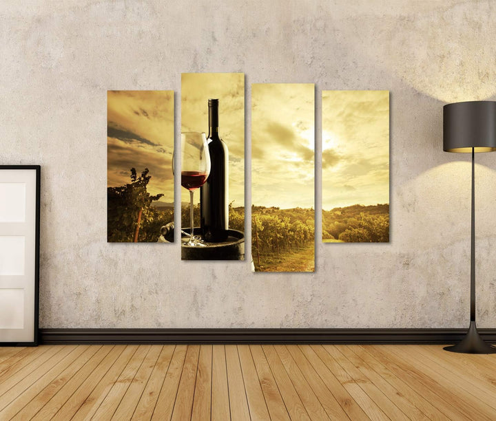 islandburner Bild auf Leinwand Rotweinflasche Und Weinglas Auf Gewölbtem Fass Bilder Wandbilder Post