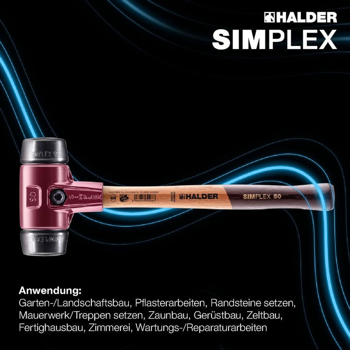 SIMPLEX-Schonhammer, Gummikomposition; mit Tempergussgehäuse und hochwertigem Holzstiel | D=30 mm |