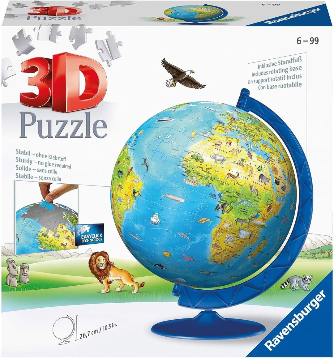 Ravensburger 12340 3D-Globuspuzzle, 180 Teile, Mehrfarbig, Empfohlenes Alter 7-12 Jahre, Grösse 26,7