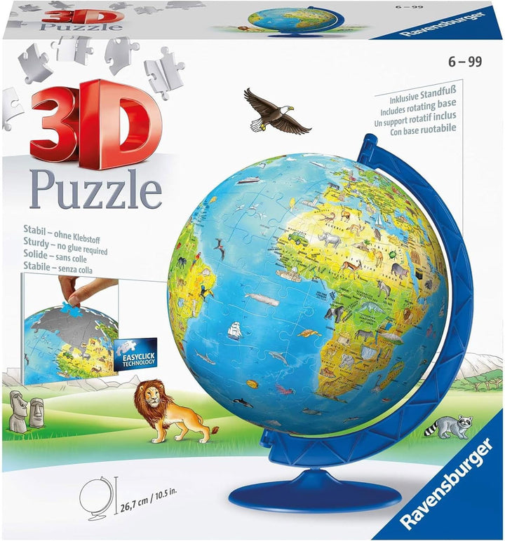 Ravensburger 12340 3D-Globuspuzzle, 180 Teile, Mehrfarbig, Empfohlenes Alter 7-12 Jahre, Grösse 26,7