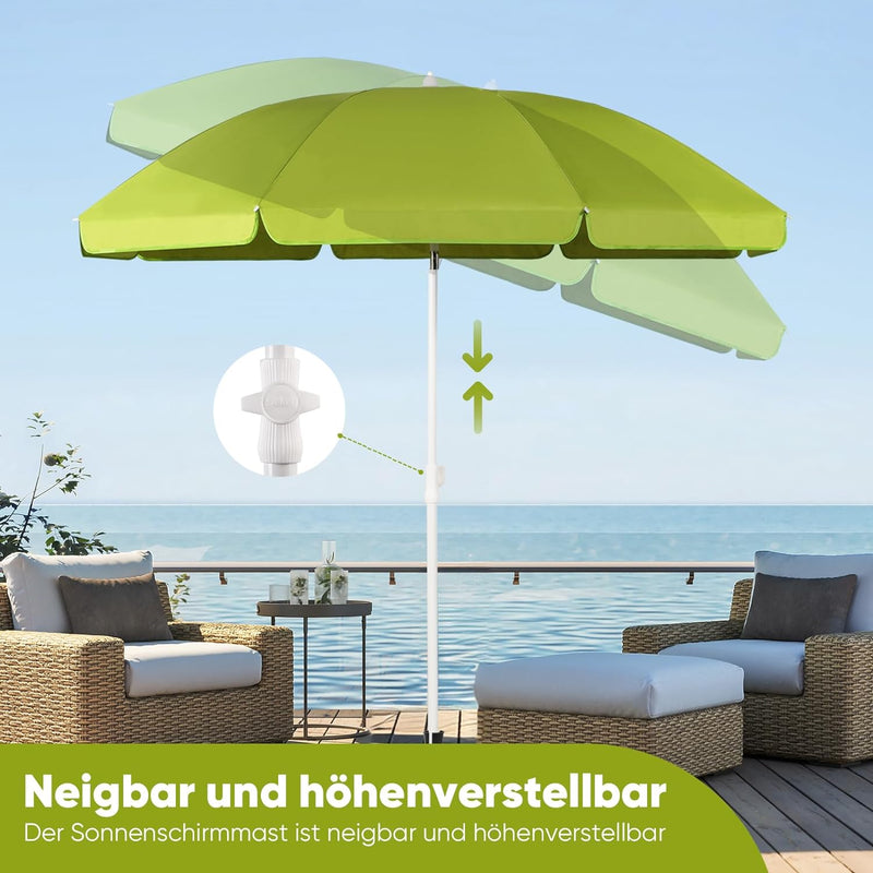 Sekey® Sonnenschirm| Stabil Strandschirm mit Bodenhülse & Schutzhülle für Balkon Garten & Terrasse|