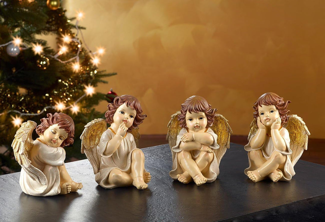 infactory Engelfiguren: Grosse Deko-Weihnachtsengel im 4-er Set (Engelfiguren Weihnachten, Deko Enge
