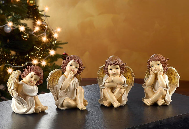 infactory Engelfiguren: Grosse Deko-Weihnachtsengel im 4-er Set (Engelfiguren Weihnachten, Deko Enge