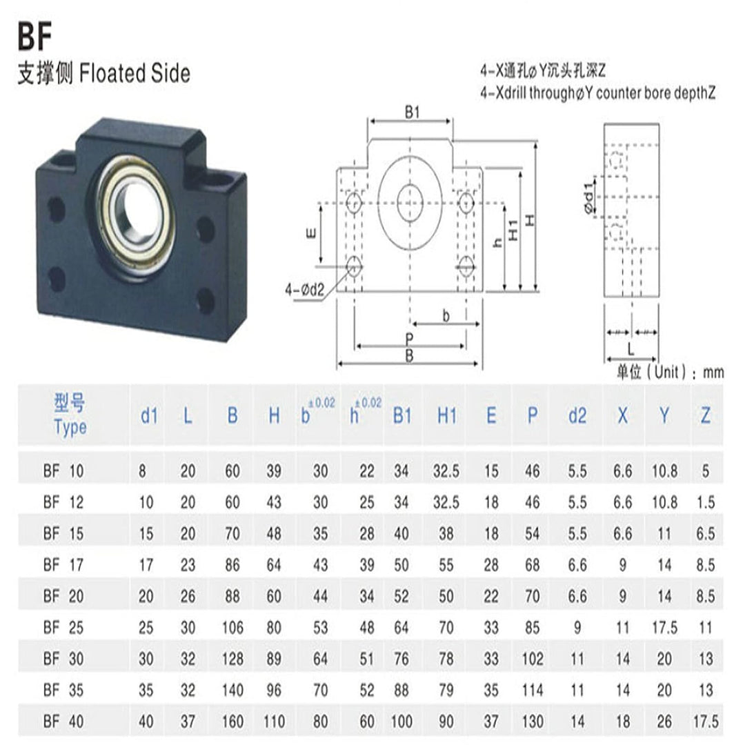 GooEquip SFU1204 Kugelumlaufspindel 350mm mit Halterung für Nema 23 Schrittmotor, BK10 / BF10 Unters