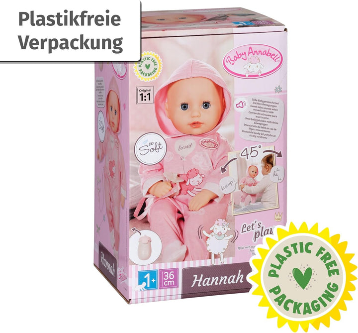 Baby Annabell Hannah Spiel mit mir, Babypuppe mit 5 Funktionen, weichem Stoffkörper und Accessoires,