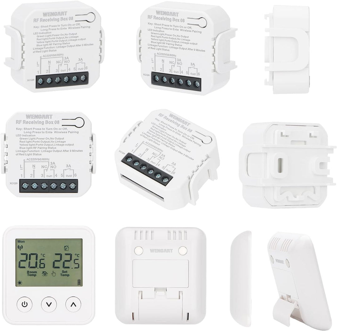 Wengart Wireless Thermostat & Empfänger WG01RF, Programmierbares LCD-Display Arbeiten für Strahlende