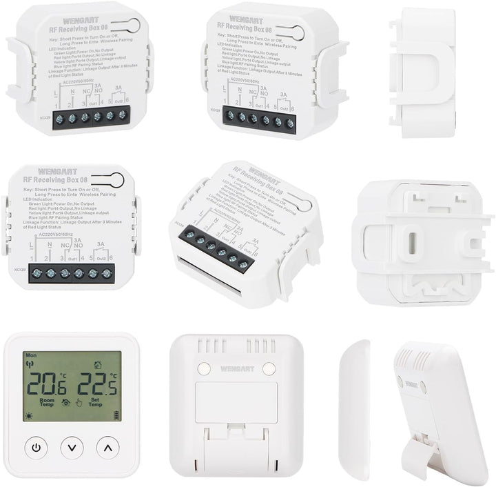 Wengart Wireless Thermostat & Empfänger WG01RF, Programmierbares LCD-Display Arbeiten für Strahlende