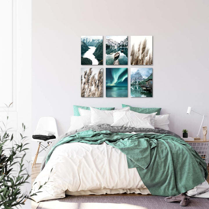 Novart Wandbilder - KEIN EXTRA RAHMEN BENÖTIGT - Wohnzimmer Schlafzimmer - Bilder Modern Natur Berge