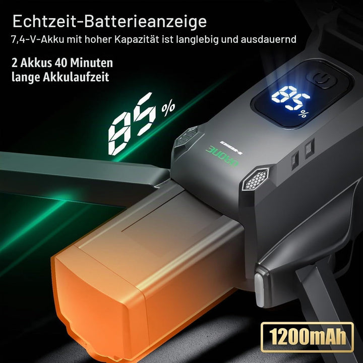 OBEST GPS Drohne mit 4K Kamera für Erwachsene Faltbare FPV Drone Fernbedienung mit 5.9" Bildschirm S
