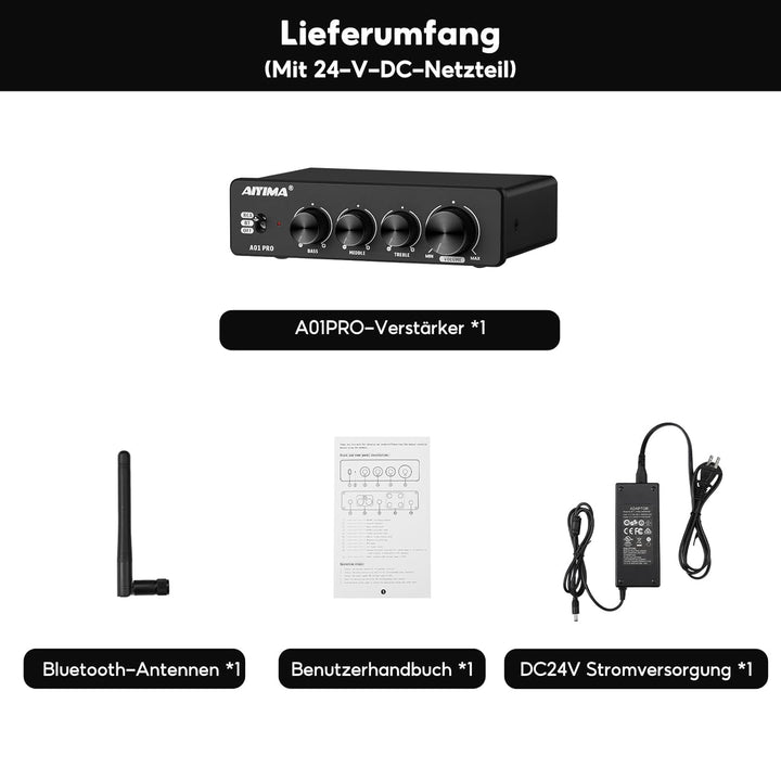 AIYIMA A01PRO Bluetooth 5.1 Audio Verstairker 100Wx2 Mini Hifi Verstarker 2.0 Kanal Klasse D TPA3116