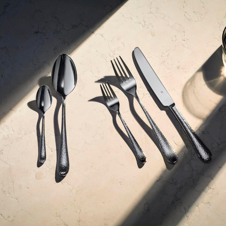 WMF Sitello Besteck Set 12 Personen, Cromargan, Essbesteck Set 60 teilig, Monobloc-Messer, Cromargan