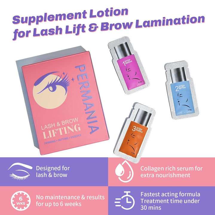 PERMANIA Wimpernlifting Set, Lash Lifting Set, Einzeln Verpackt Wimpern & Augenbrauen Lifting, Verwe
