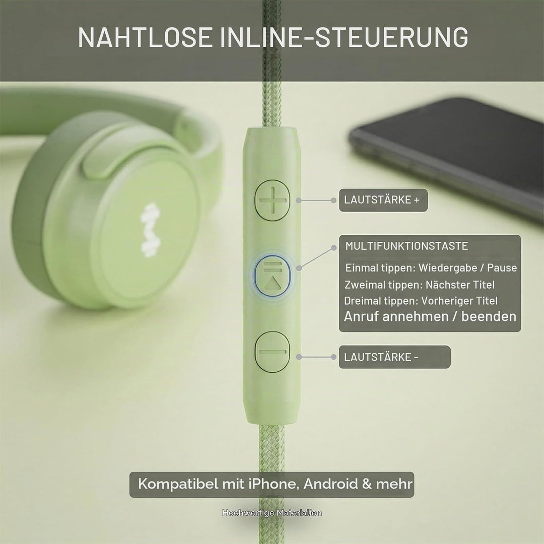 Kabel-Over-Ear-Kopfhörer, Mikro, 3,5 mm, USB-C-Adapter, Grün, Grün