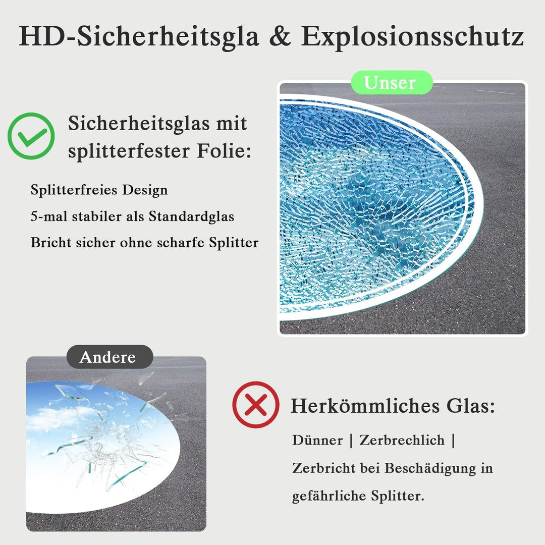 Badspiegel mit Beleuchtung - Badezimmer-Spiegel-LED mit Beschlagfrei, Touch-Schalter, Dimmbar, 3 Lic