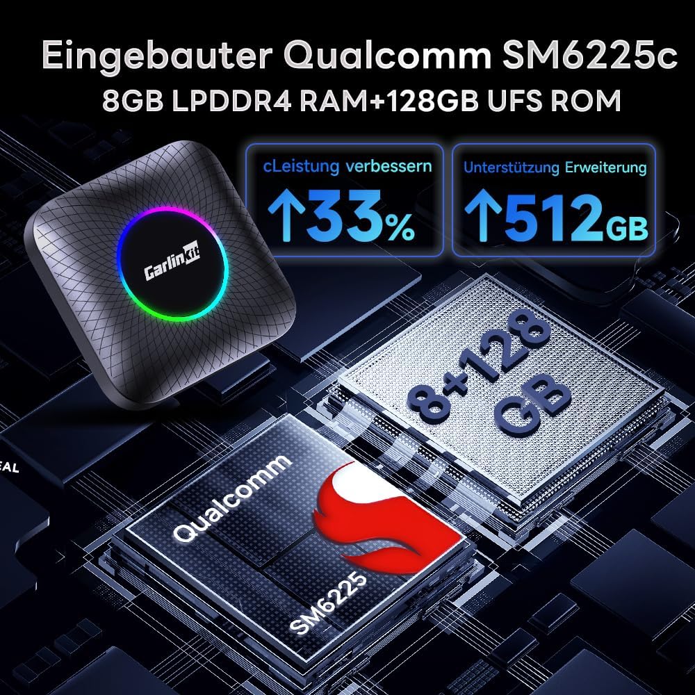 CarlinKit Wireless Carplay/Android Auto AIBox LED Version, geeignet für Fahrzeuge mit kabelgebundene
