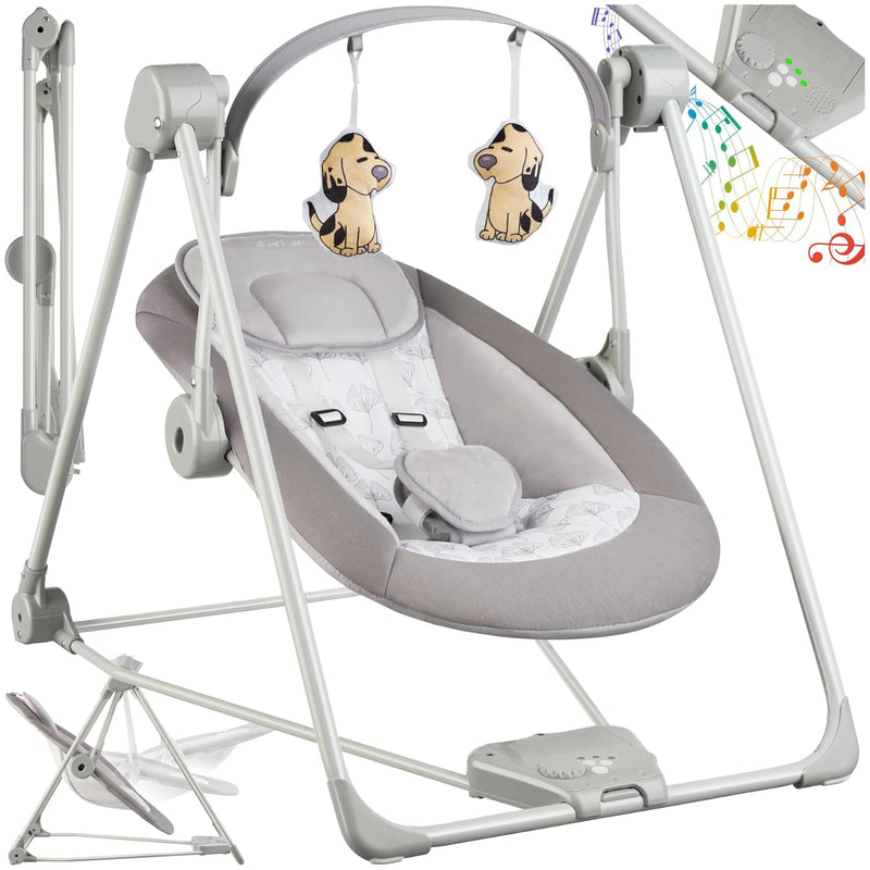 tectake® Babyschaukel, Baby Erstausstattung, Wippe elektrisch, Schaukel mit Spielbogen, Babyspielzeu