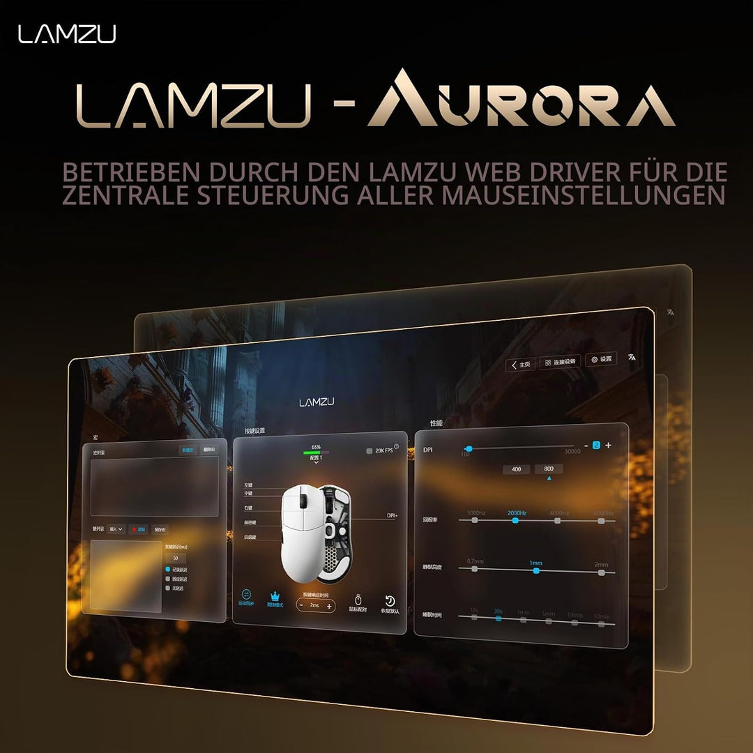 Lamzu Maya X kabellose Gaming-Maus, 47 g, optischer Schalter, 30.000 DPI, symmetrisch, Nordic 52840