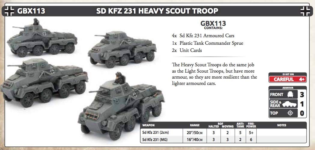 Flames of War: Mid War: German: Sd Kfx 231 Heavy Scout Troop (GBX113)
