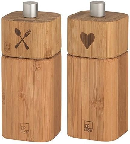 Räder kleine Salzmühle BESTECK und kleine Pfeffermühle HERZ Bambus [D]