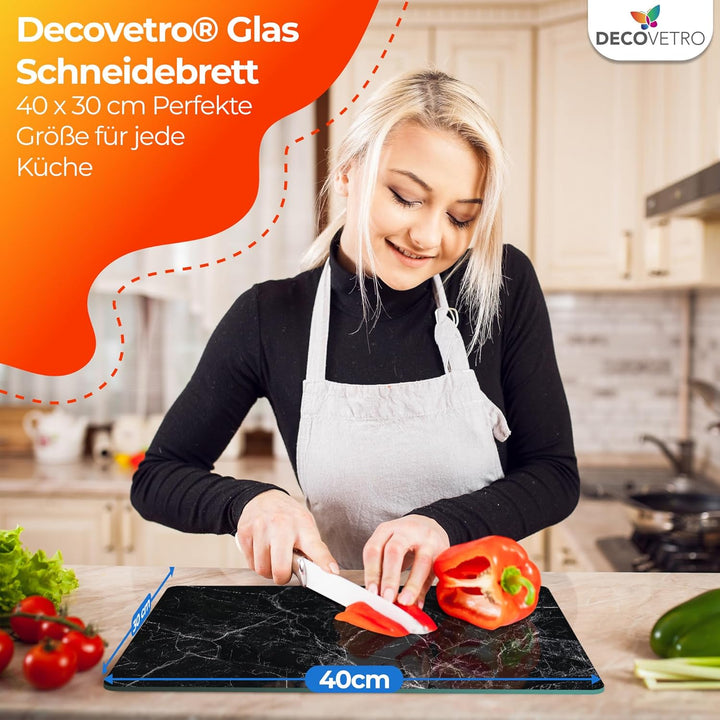Decovetro® Schneidebrett Glas | 40 x 30 cm | Glass Cutting Board | Hygienisches und robustes Glassch