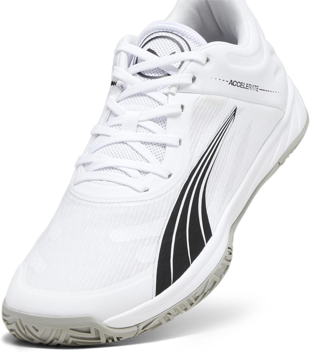 PUMA Unisex Beschleunigt Den Turbo Hallenturnschuh 39 EU Puma White Puma Black Concrete Gray, 39 EU