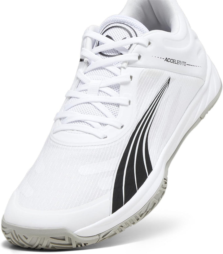 PUMA Unisex Beschleunigt Den Turbo Hallenturnschuh 39 EU Puma White Puma Black Concrete Gray, 39 EU