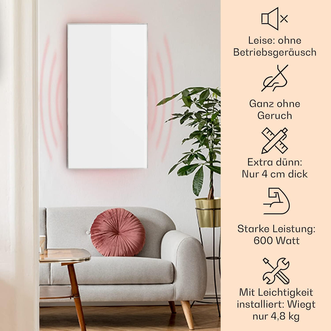 Klarstein Wonderwall Infrarotheizung, 600 W Elektrische Heizung für Räume & Badezimmer, Bild-Infraro