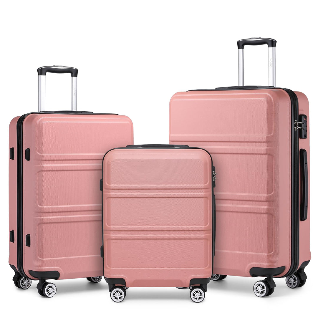 KONO Kofferset 3 Teilig Hartschalenkoffer von ABS Trolley Handgepäck Koffer Gepäck-Sets M-L-XL Reise