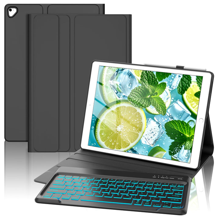 FOGARI Tastatur Hülle für iPad Pro 12.9 1./2. Generation, für iPad Pro 12.9 2017/2015, 7-farbige Hin