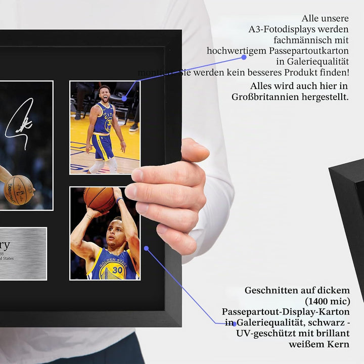 HWC Trading FR A3 Steph Curry Golden State Warriors Geschenke Gedruckt, Signiert Autogramm-Präsentat