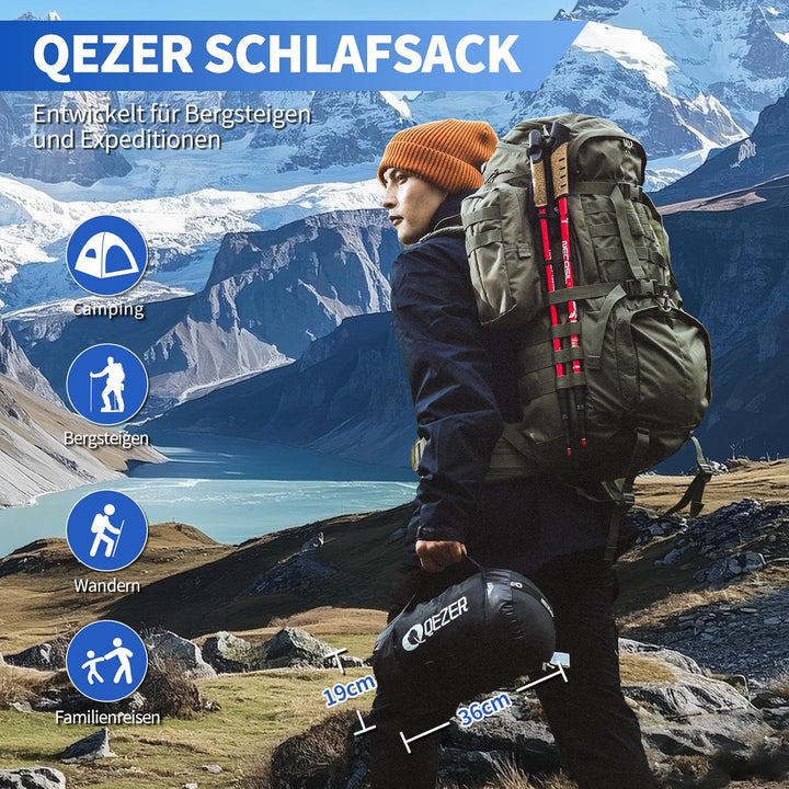 Daunenschlafsack,Warmer Leichter Winter Schlafsack 0°C bis -23°C für Erwachsener und Kind 4 Jahresze