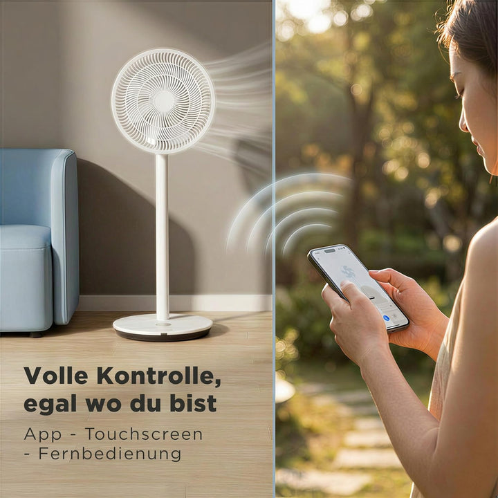 Faltbarer Ventilator mit Fernbedienung, Höhenverstellbar 11,35 bis 100 cm, Leiser Tischventilator mi