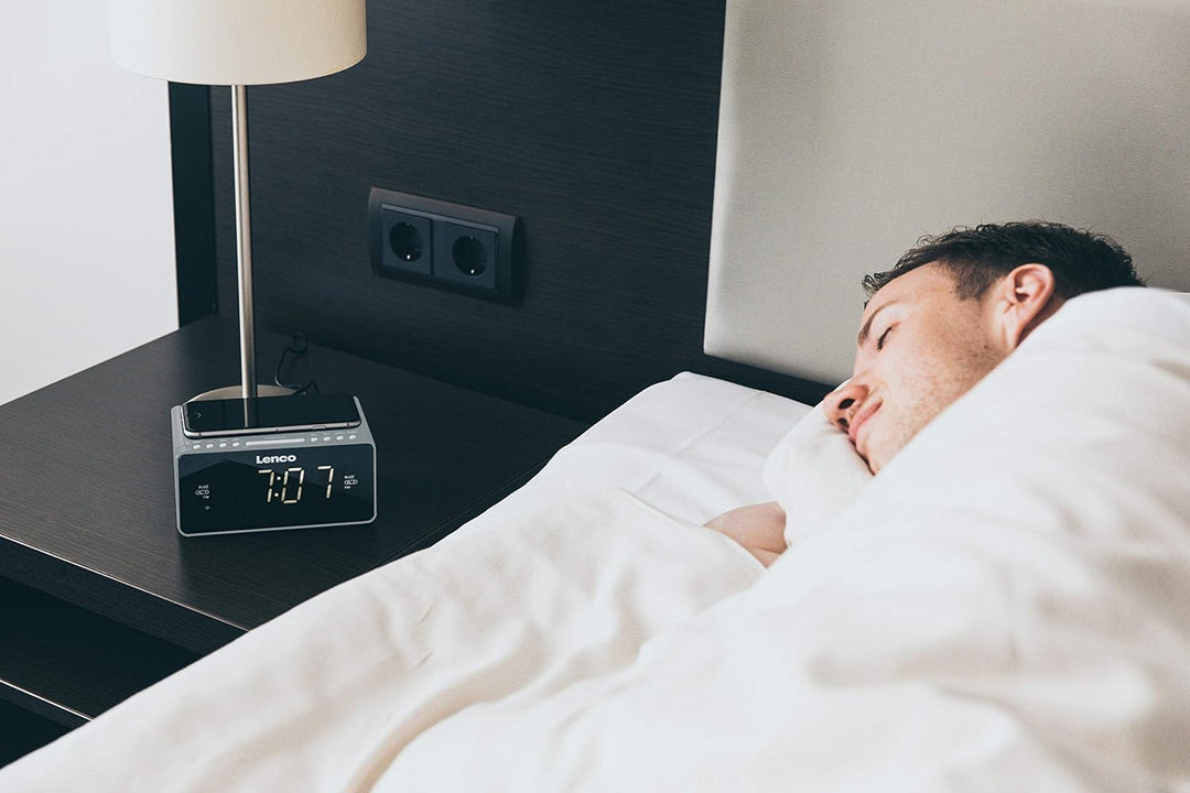 Lenco Radiowecker CR-550 mit 2 Weckzeiten 12 Zoll LED Display dimmbar Sleep-Timer Schlummerfunktion