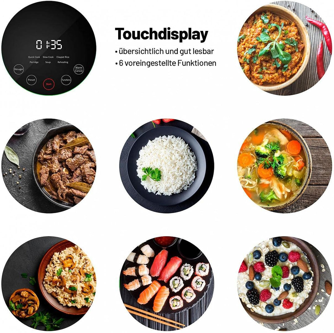 Lauben Low Sugar Rice Cooker Reiskocher mit Low-Suger-Funktion, Fassungsvermögen 1,5l, verzögerter S