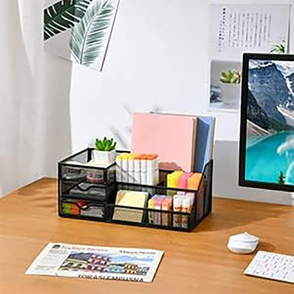 Marbrasse Mesh-Schreibtisch-Organizer mit Schubladen, multifunktionaler Schreibtisch-Organizer und Z