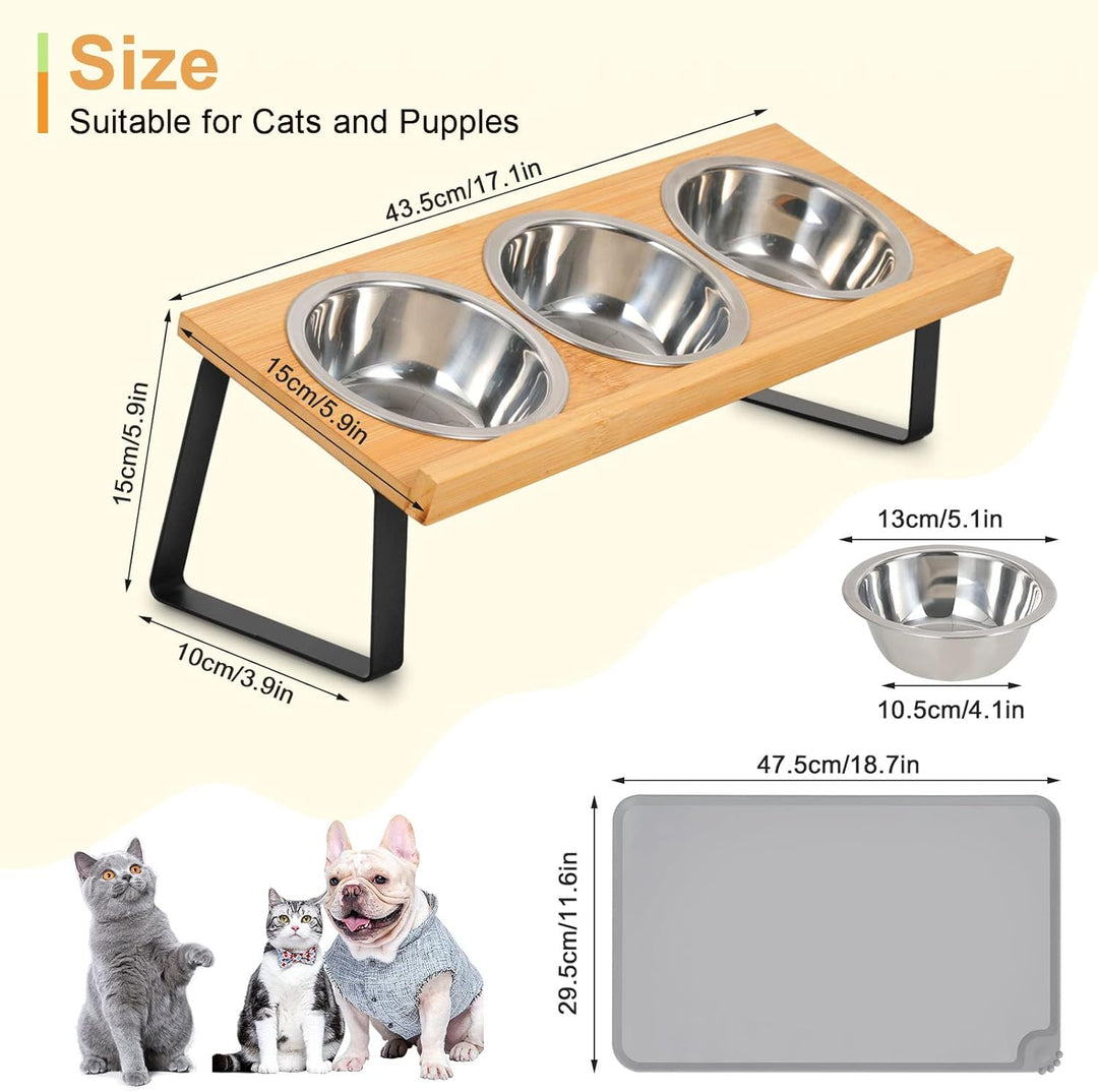 Cinnani Hundenapf oder Katzennapf 10 cm hoch,350ml pro Futternapf,Trocken-und Nasstrennung,Regal aus