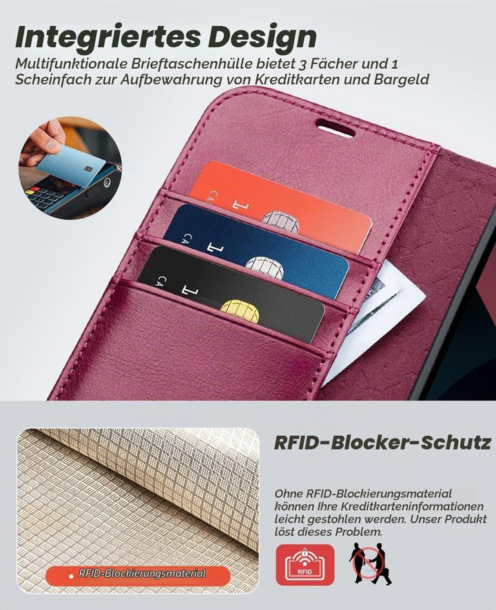 OCASE Abnehmbare Hülle Kompatibel für iPhone 12 Pro Max Burgundy | Handyhülle 2-IN-1 [Magnetische Hü