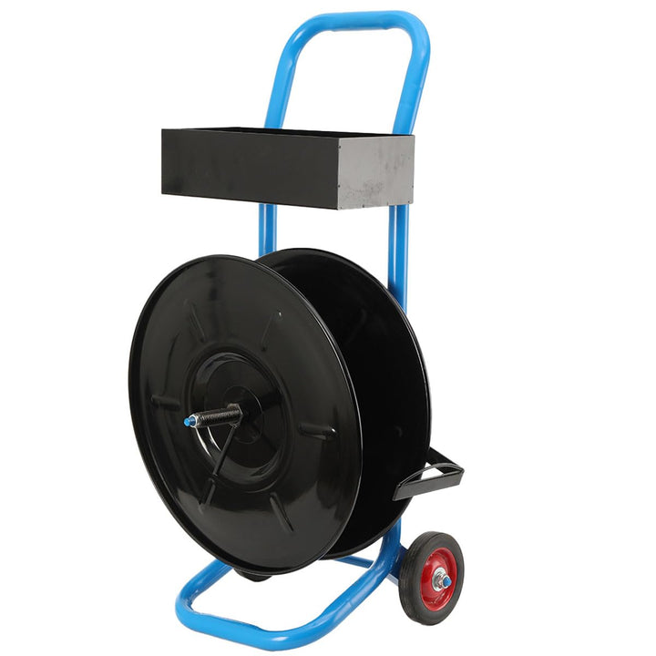 Abrollwagen für PET-/PP-/Faser-Umreifungsband mit 203 mm Kern, robuster Profi Umreifungsspender, fah