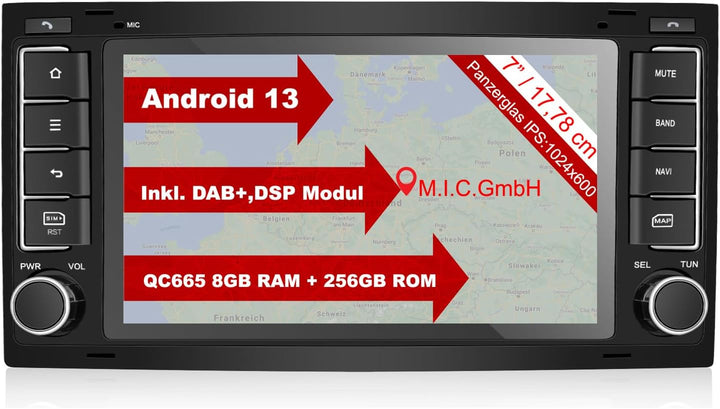 M.I.C. AVTO7-Ultra Android 12 Autoradio mit navi Qualcomm Snapdragon 665 8G+256G Ersatz für VW T5 mu