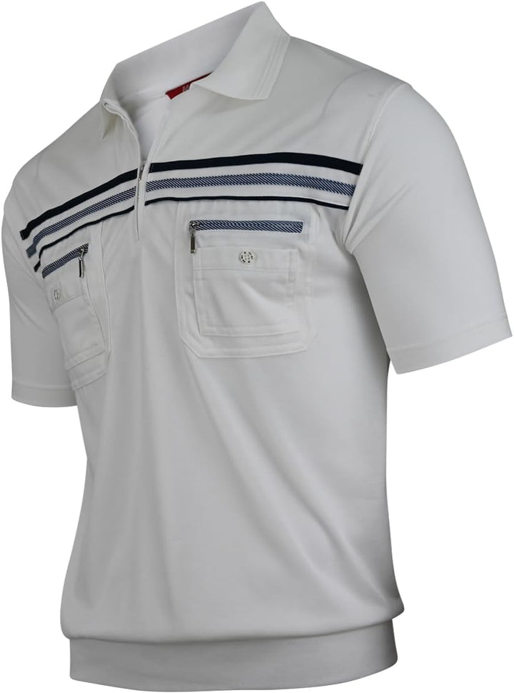 Soltice Herren Kurzarm Poloshirt, Polohemd Kragen, Gestreifte Blousonshirt mit Brusttasche aus Baumw