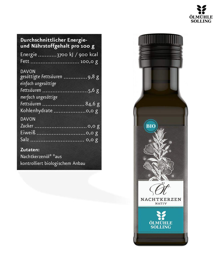Ölmühle Solling Nachtkerzenöl 100% rein - nativ - kaltgepresst BIO, 100 ml