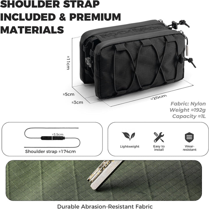 ROCKBROS Rahmentasche Fahrradtasche Oberrohr Schlankes Design mit Elastischer Seitenschnur, Fahrrad
