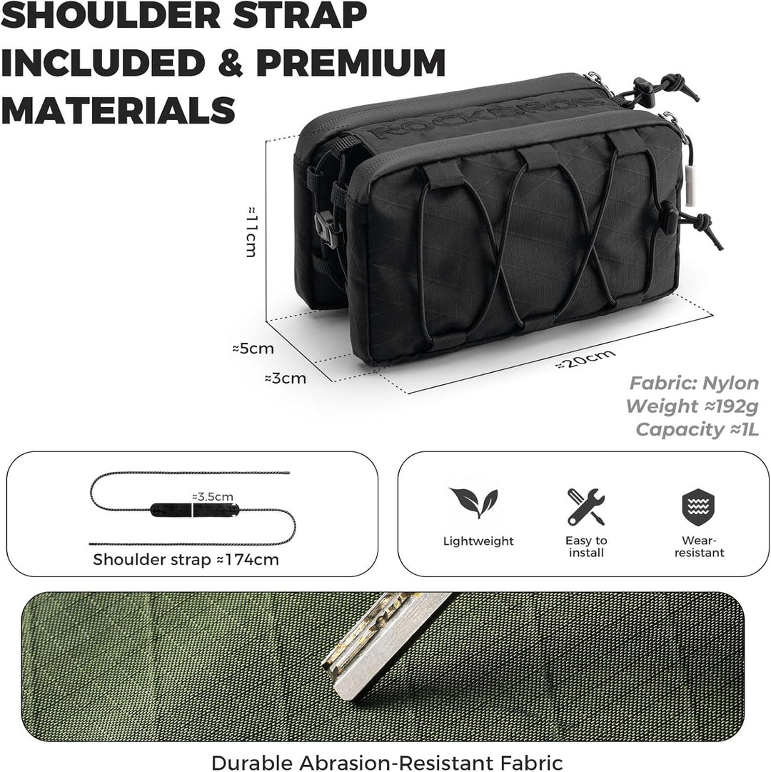 ROCKBROS Rahmentasche Fahrradtasche Oberrohr Schlankes Design mit Elastischer Seitenschnur, Fahrrad