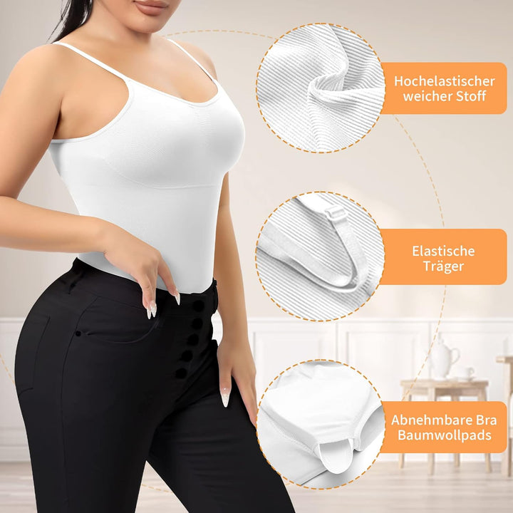 YARRCO Damen Shape Unterhemd Bauchweg Hemdchen Shapewear Trägertop Shaping BH Hemd Formendes Top Bod